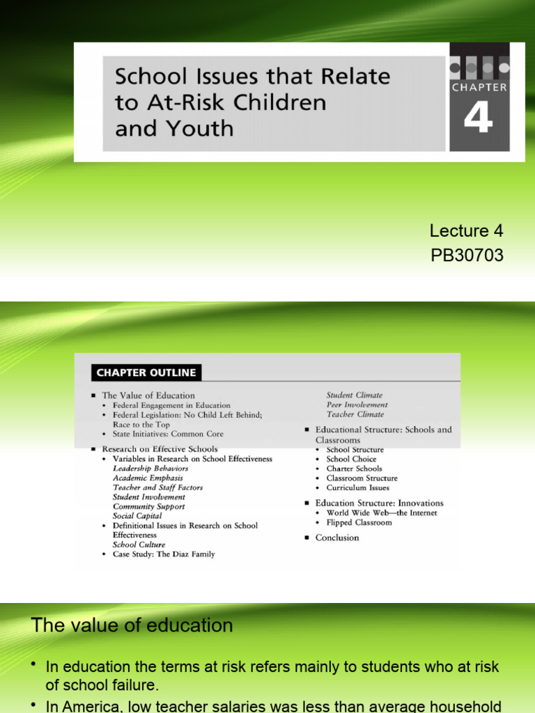 Lecture 4 School Issues That Related To at Risk Children and Youth ...
