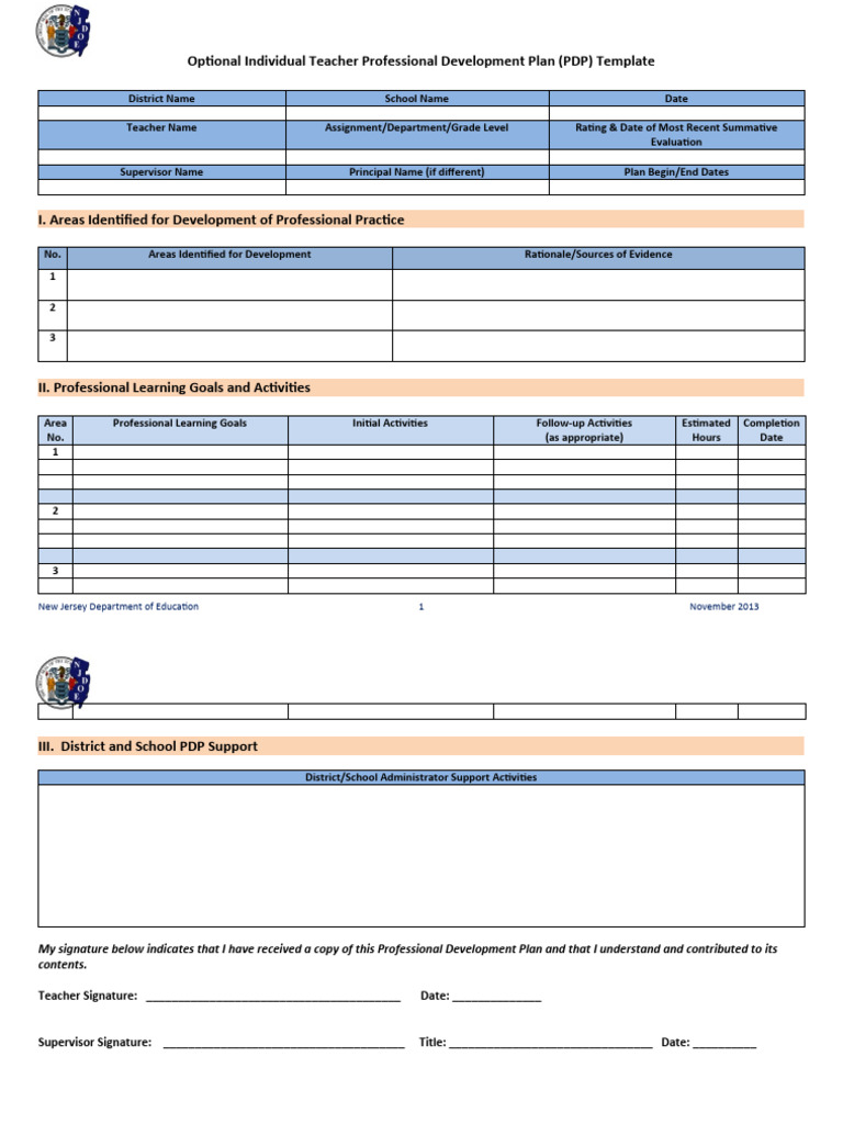 Teacher Professional Development Plan Template | PDF | Career & Growth ...