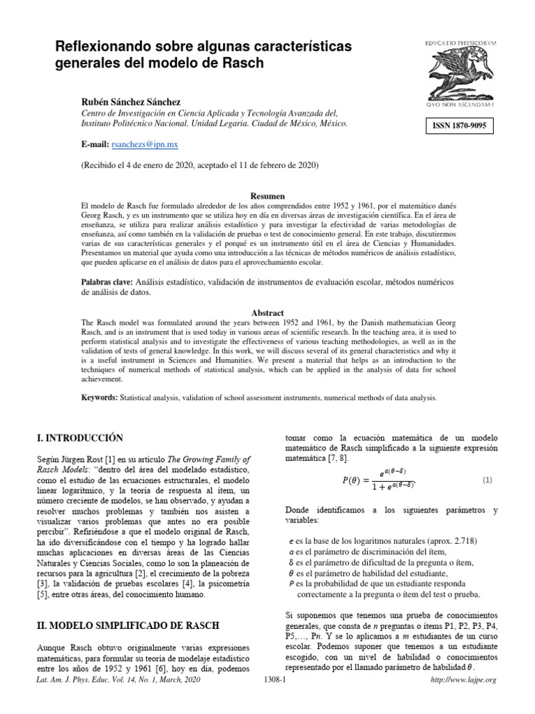 Características del Modelo de Rasch | PDF | Ecuaciones | Probabilidad