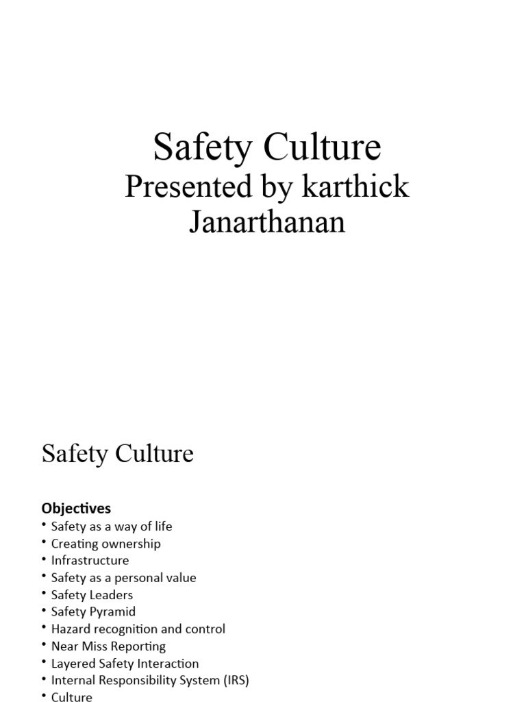 Safety Culture Training Pdf Safety Risk