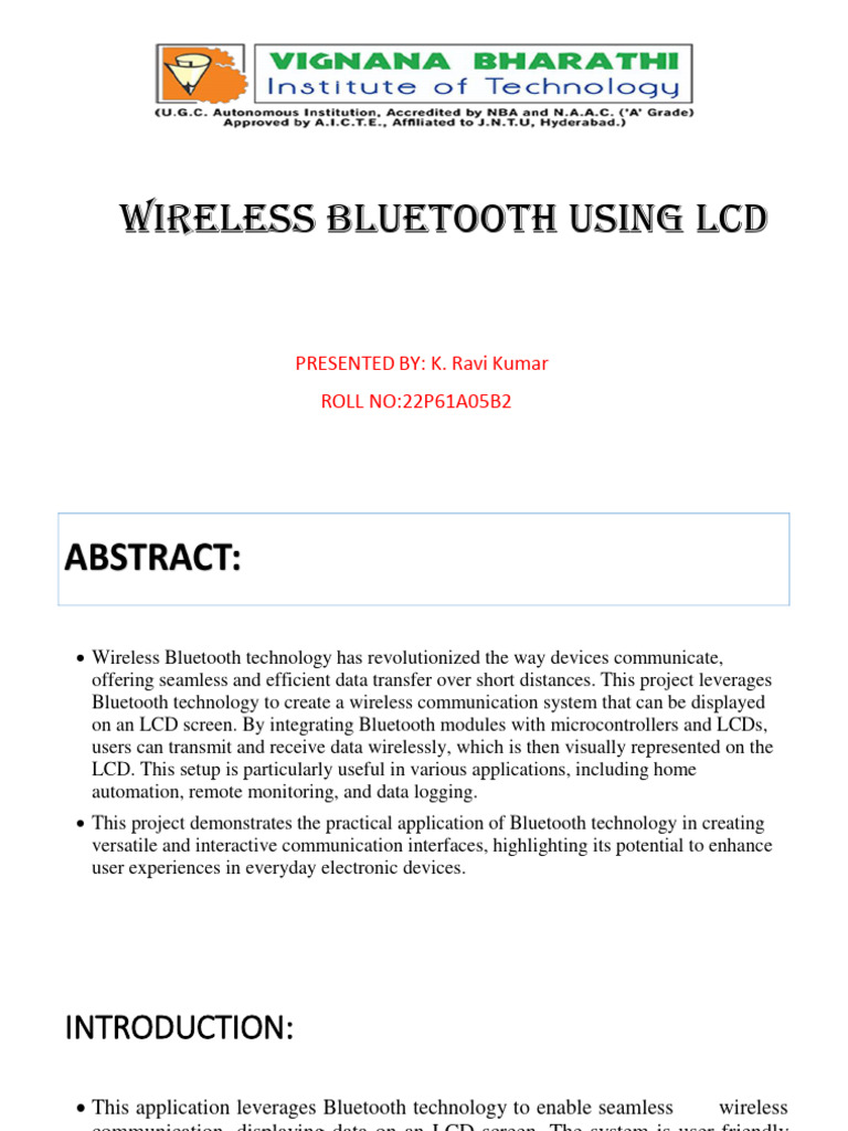 Wireless Bluetooth Using LCD - 05B2 | PDF | Bluetooth | Liquid Crystal ...