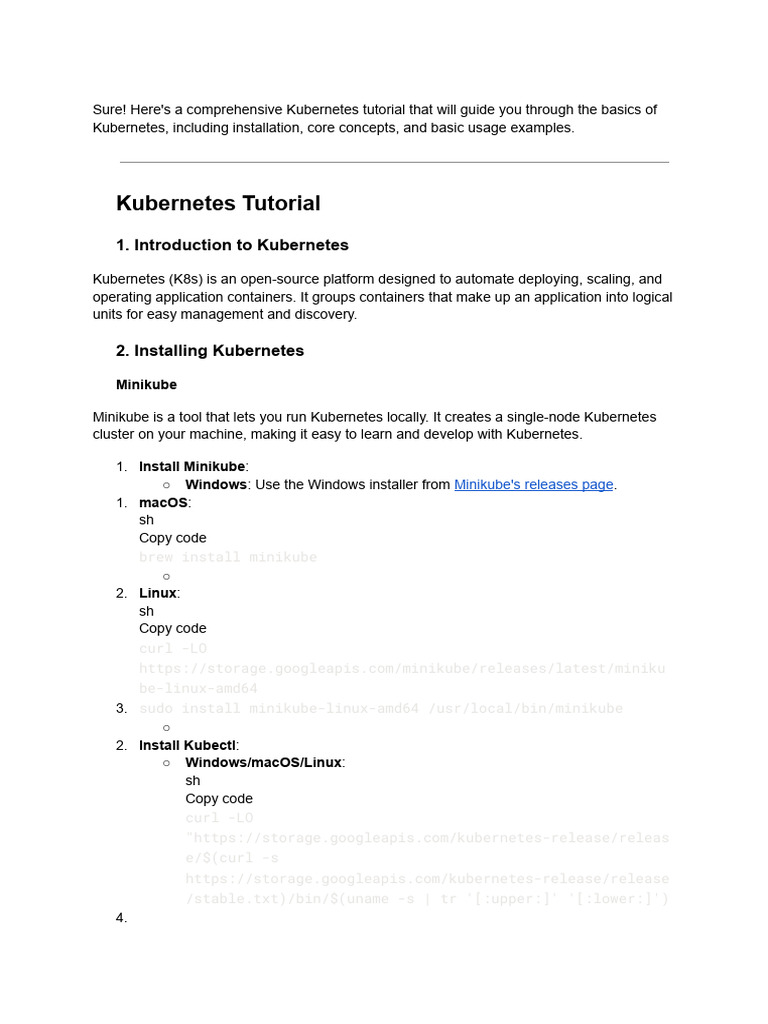 Kubernetes Installation and Basics Guide | PDF | Art | Technology ...