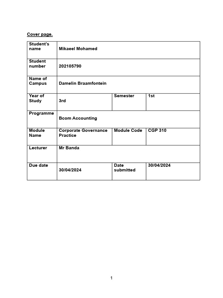 Coporate government assignment 2 1 download free pdf corporate