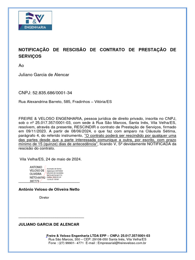 Resposta A Carta De Rescisao De Contratominuta Carta Natal