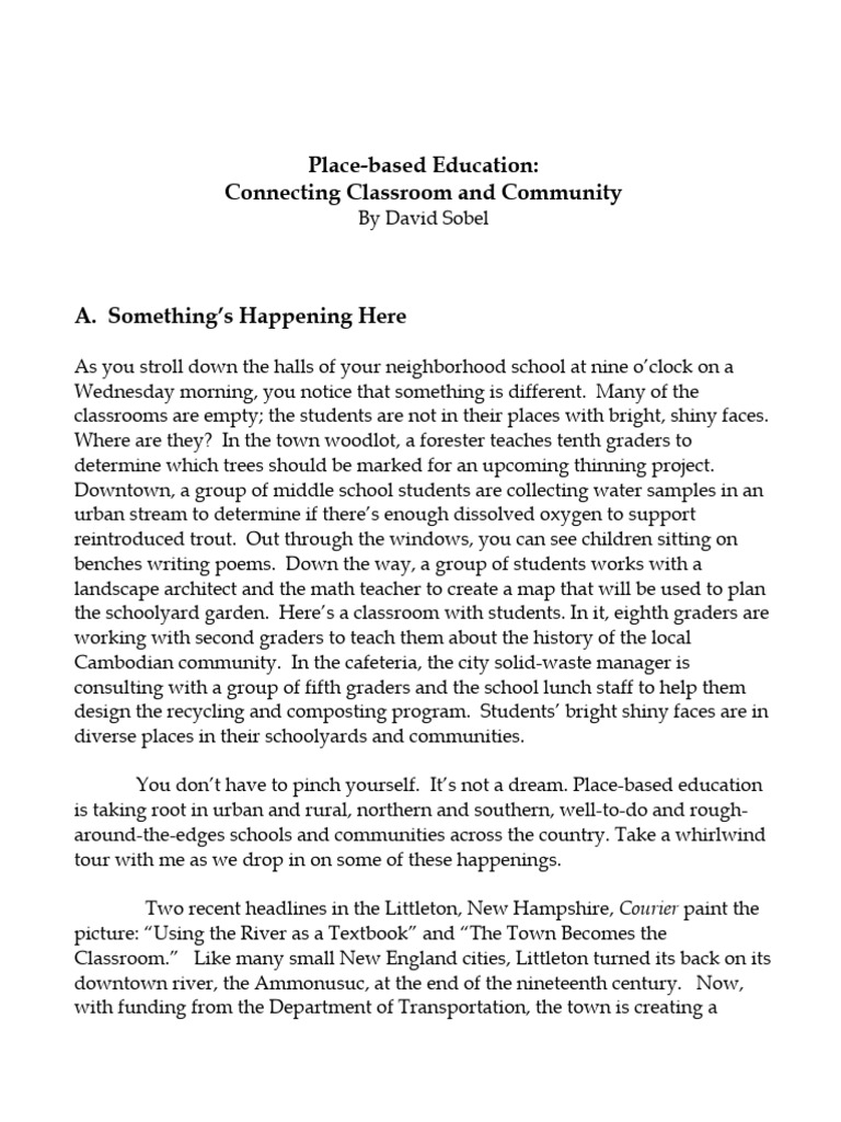 Sobel D. PlaceBased Education PDF Wellness