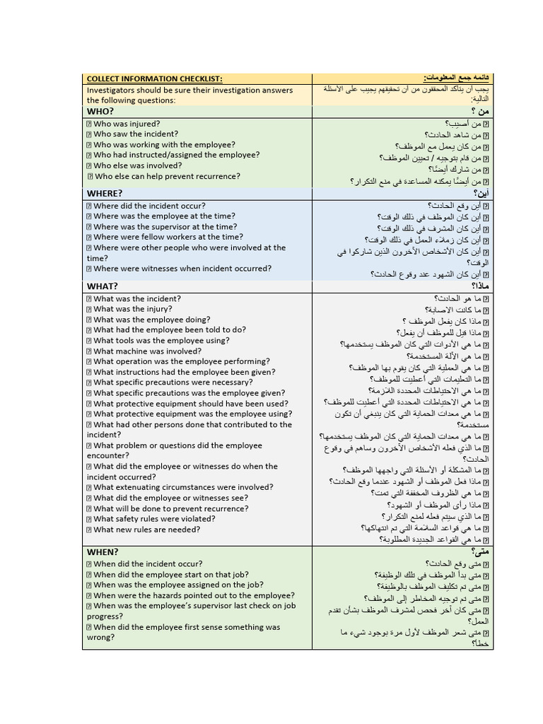 An Incident Investigation Questions | PDF