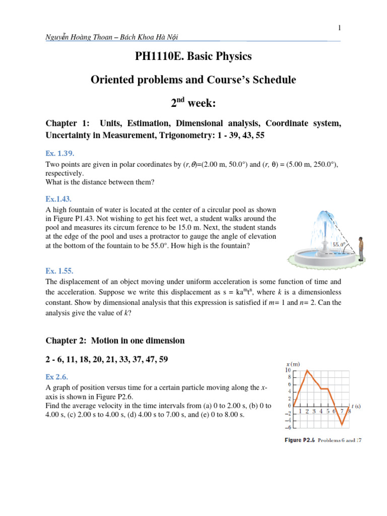 Problems of Physics - PH1110E - College Physics | PDF | Gases | Force