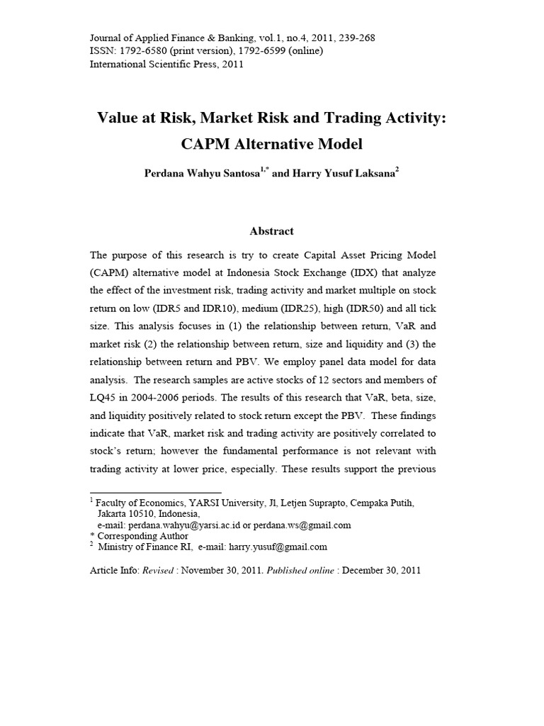 Value at Risk Market Risk and Trading Ac | PDF | Financial Risk | Value ...