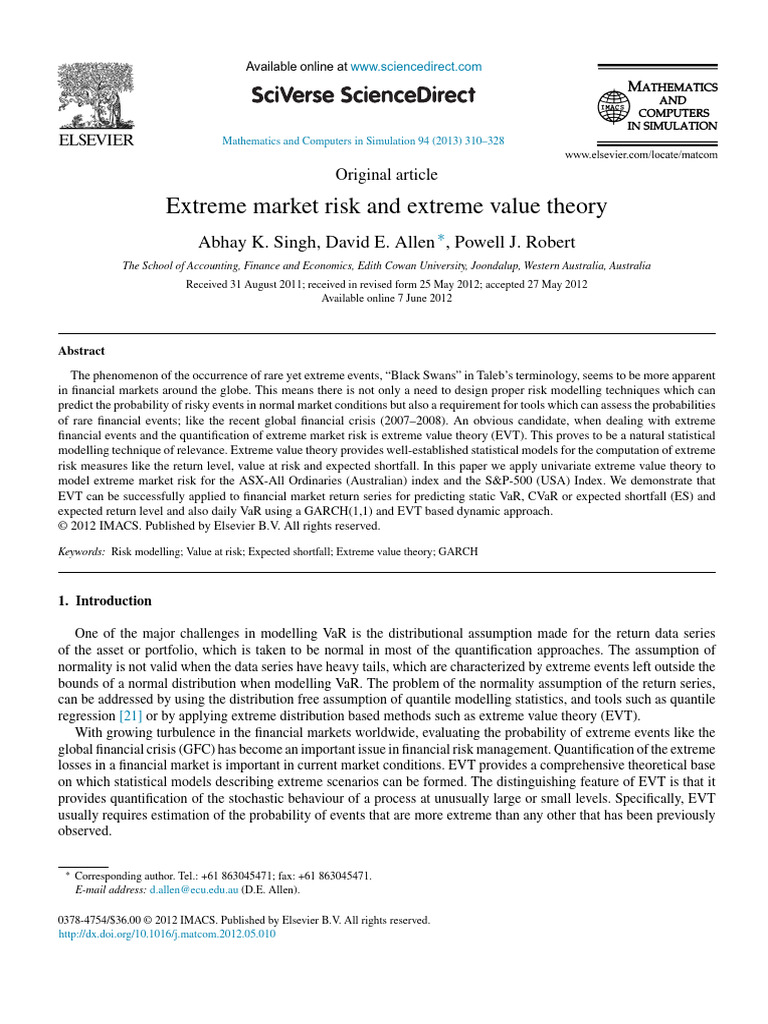 Extreme Market Risk and EVT Analysis | PDF | Value At Risk | Statistics