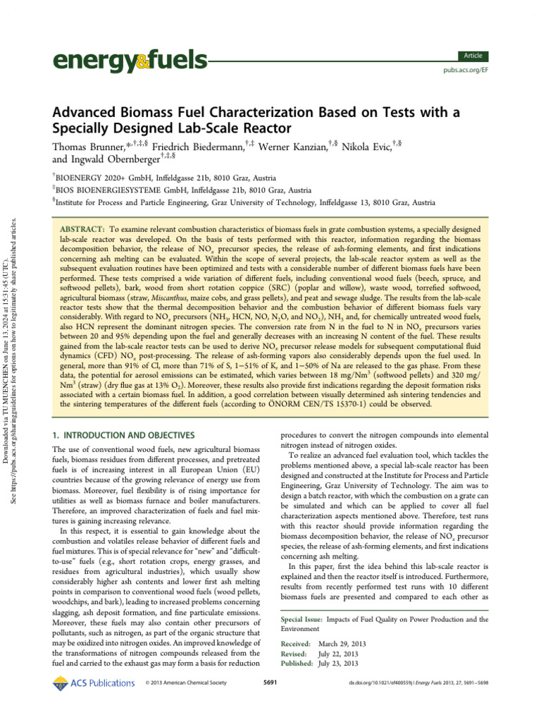 Biomass Fuel Combustion Characterization | PDF | N Ox | Fuels