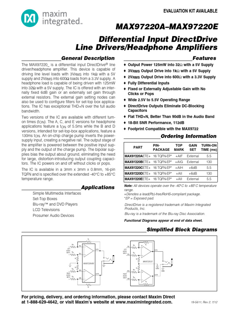 Max97220a Max97220e | PDF | Amplifier | Electrical Engineering