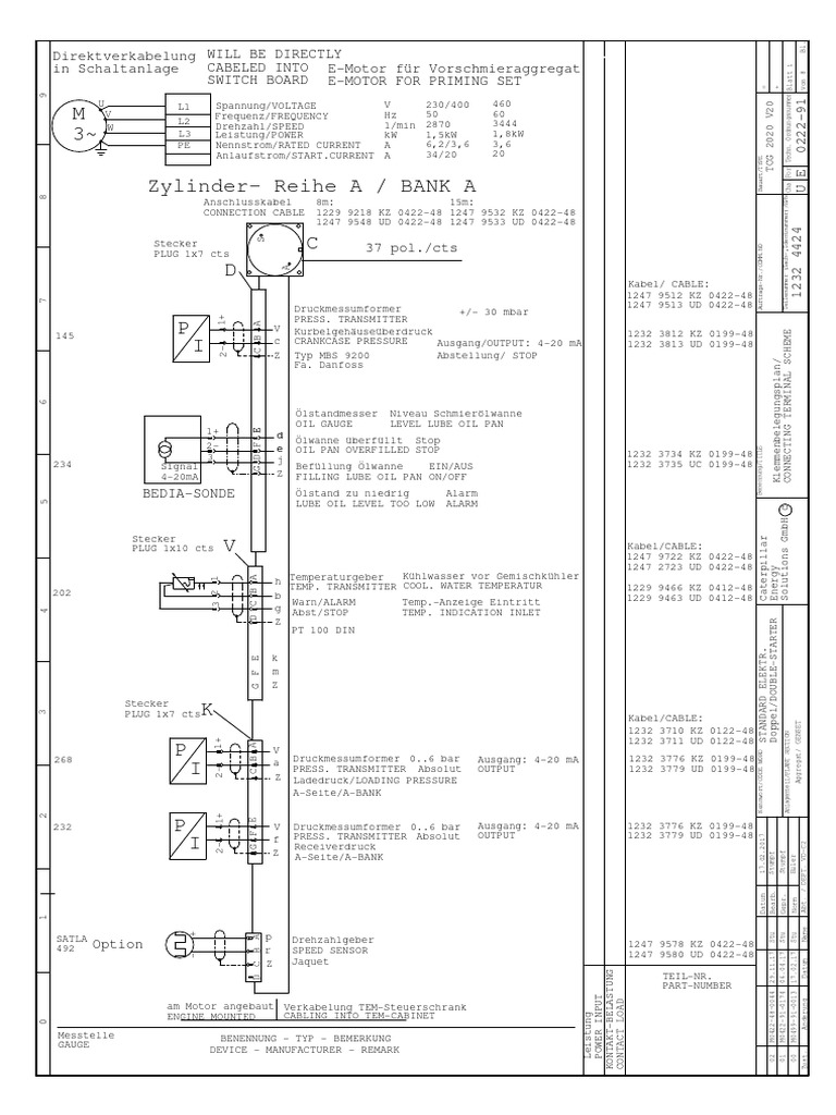 01.09.01 Genset Cabling Diagram 1232 4424-3 | PDF