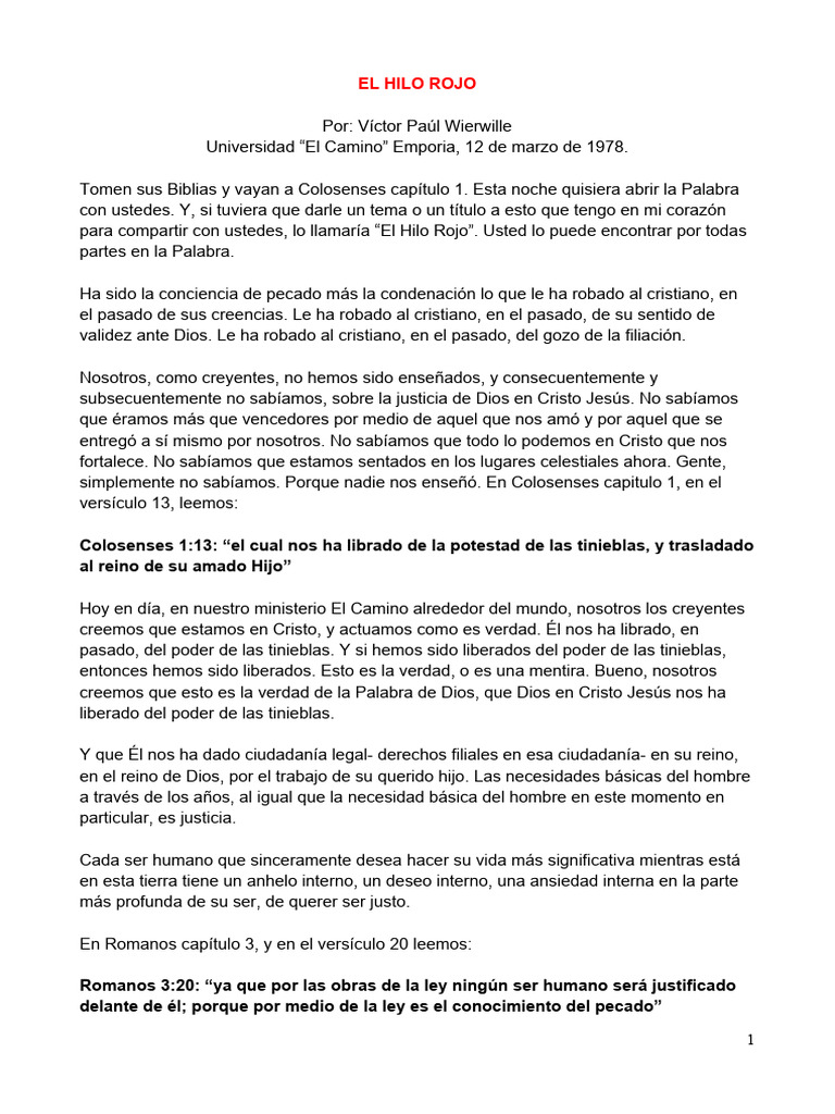 E El Hilo Rojo PDF Cristo (título) Pecado