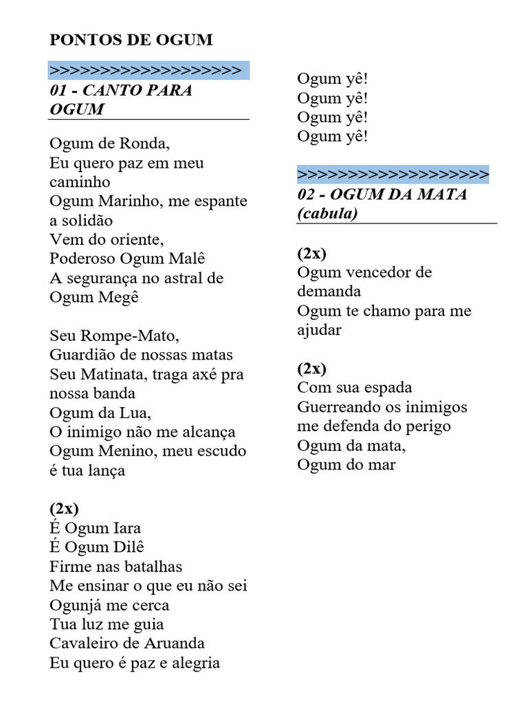 Pontos de Ogum e Iansã na Umbanda | PDF | Santeria | Religião étnica
