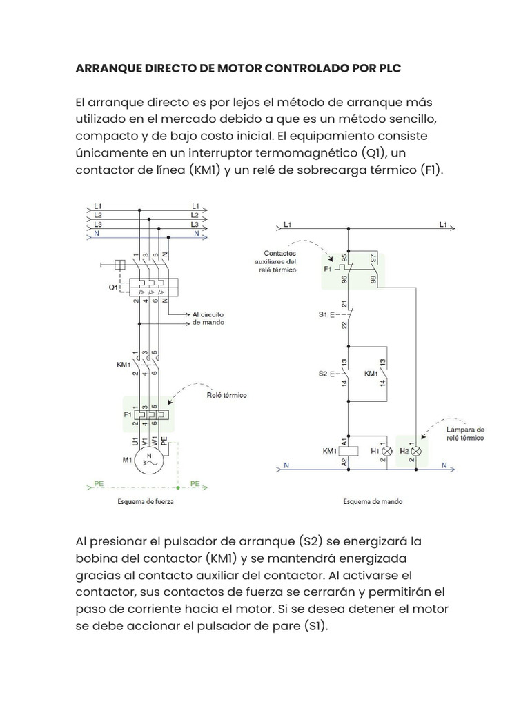 Arranque Directo de Motor con PLC | PDF | Relé | Controlador lógico