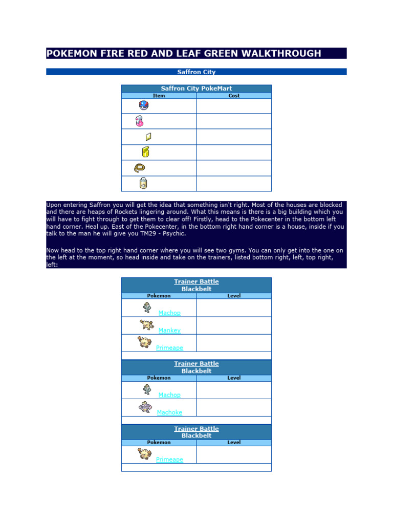 Saffron City Gym and Silph Co. Guide | PDF | Pokémon