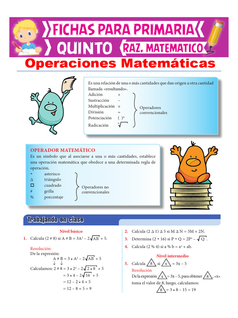Ejercicios de Operadores Matemáticos Primaria | PDF | Aritmética ...