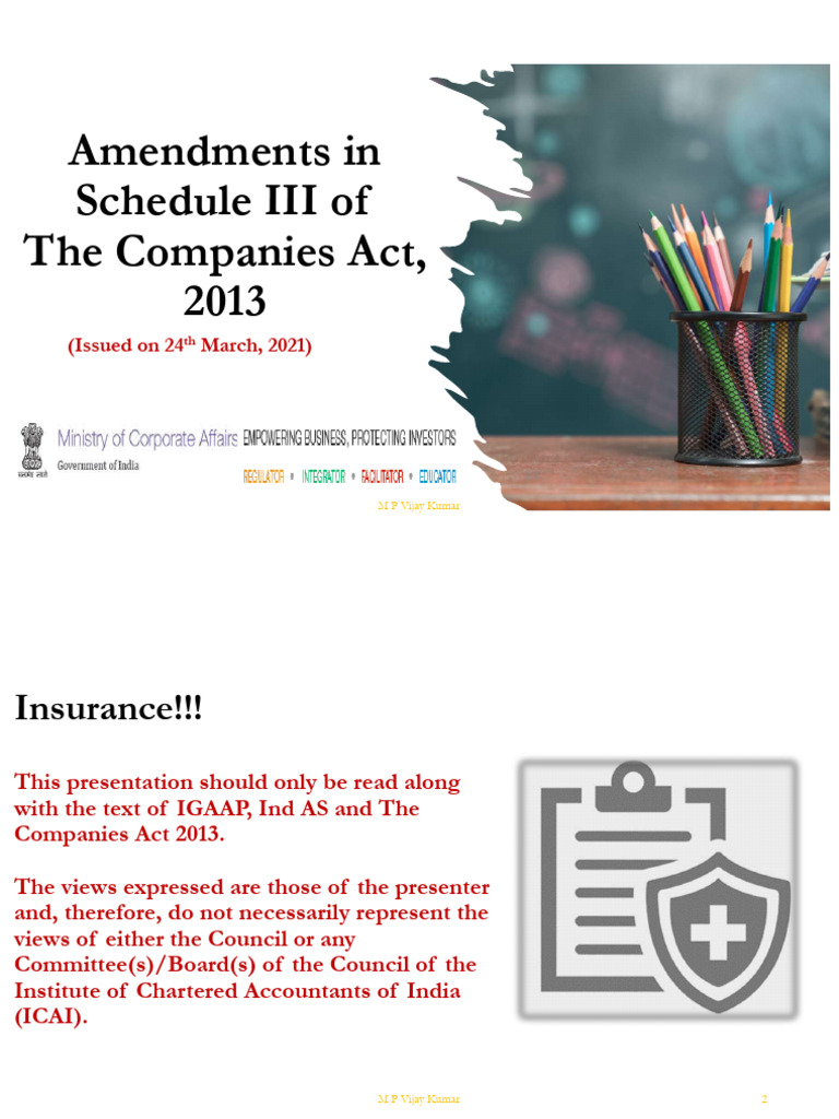 Recent Changes In Schedule Iii