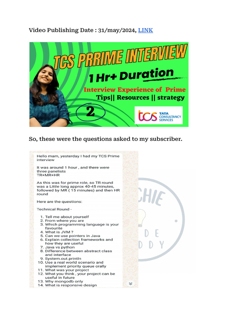 Tcs prime interview experience pdf java virtual machine java