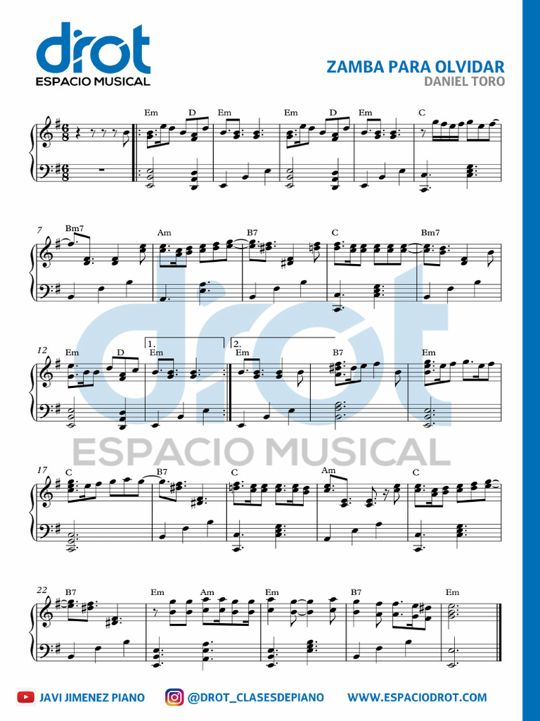 DROT - Zamba para Olvidar - Partitura Completa | PDF