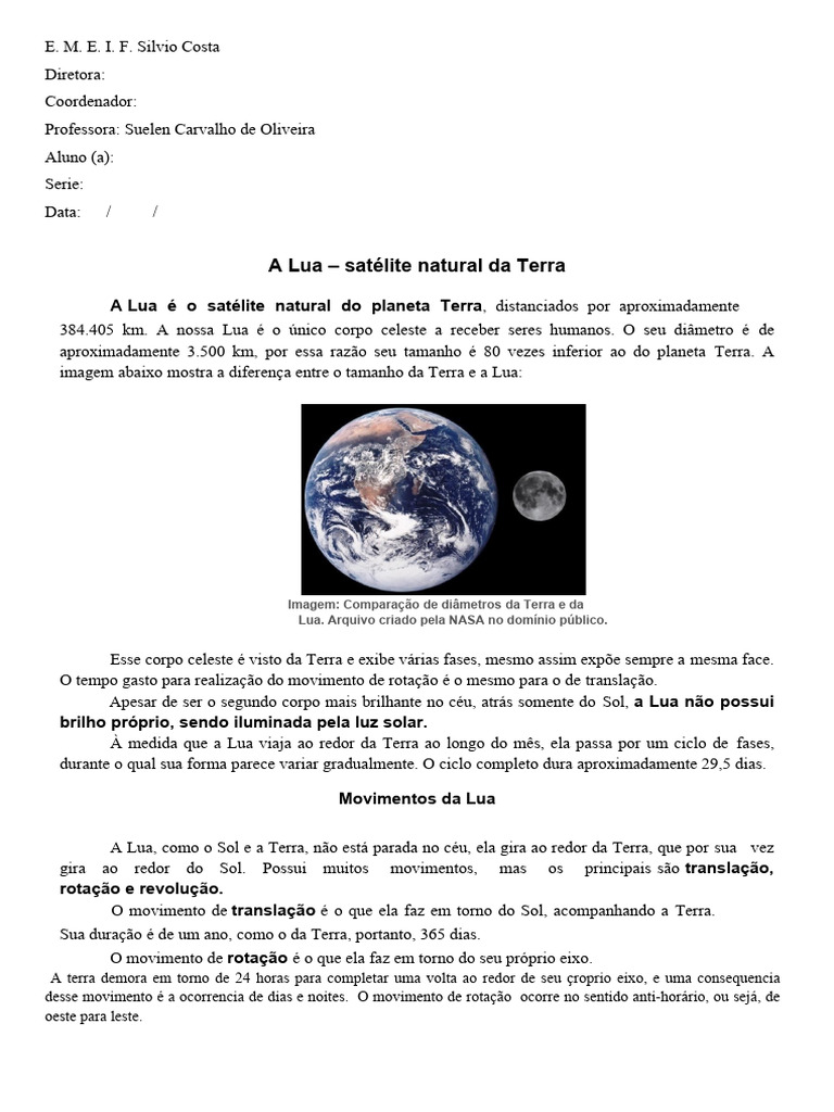 Movimentos e Fases da Lua e Estações do Ano | PDF | Outono | Terra