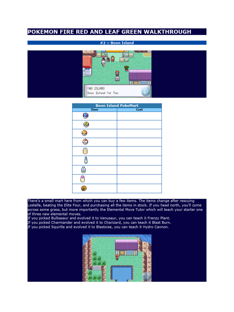 Boon Island Guide: Items & Wild Pokémon | PDF | Pokémon | Nintendo ...