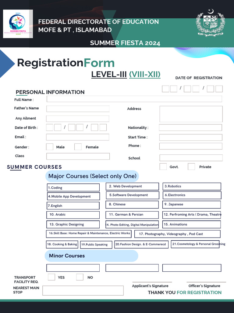 SUMMER FIESTA 2024, Registration Form PDF Computing