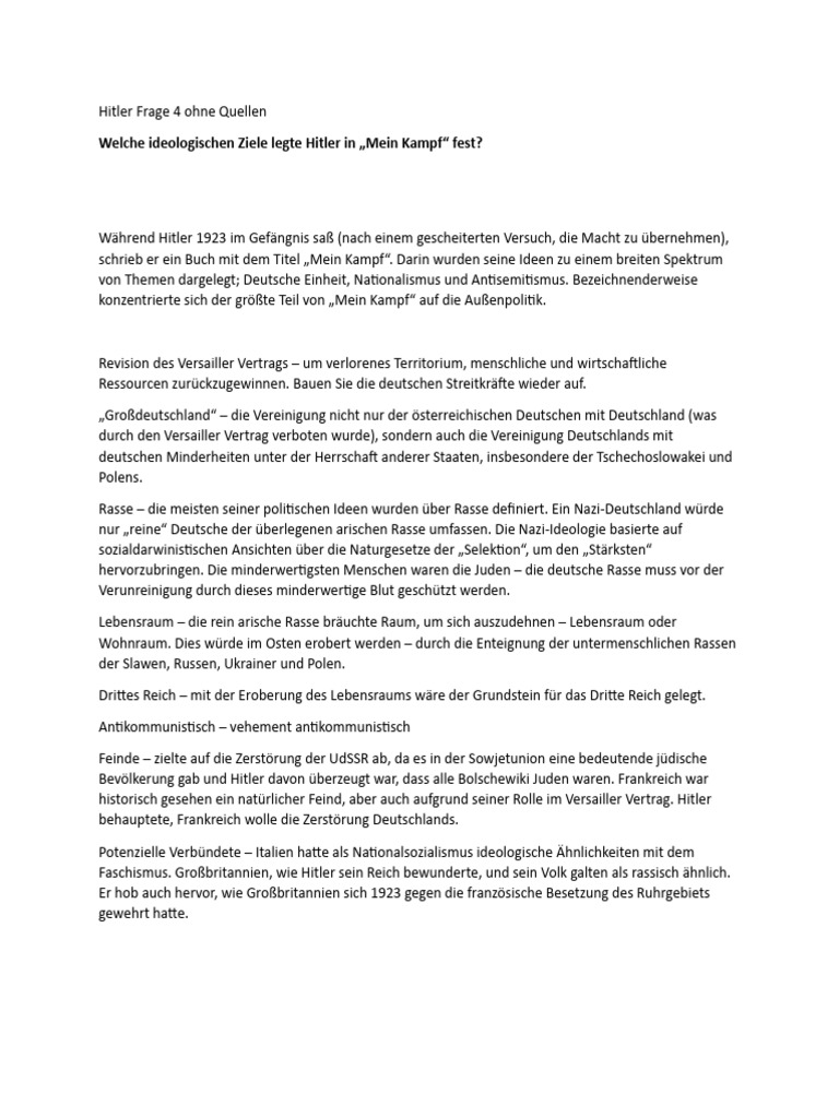 Hitler Paper 1 Zusammenfassung | PDF