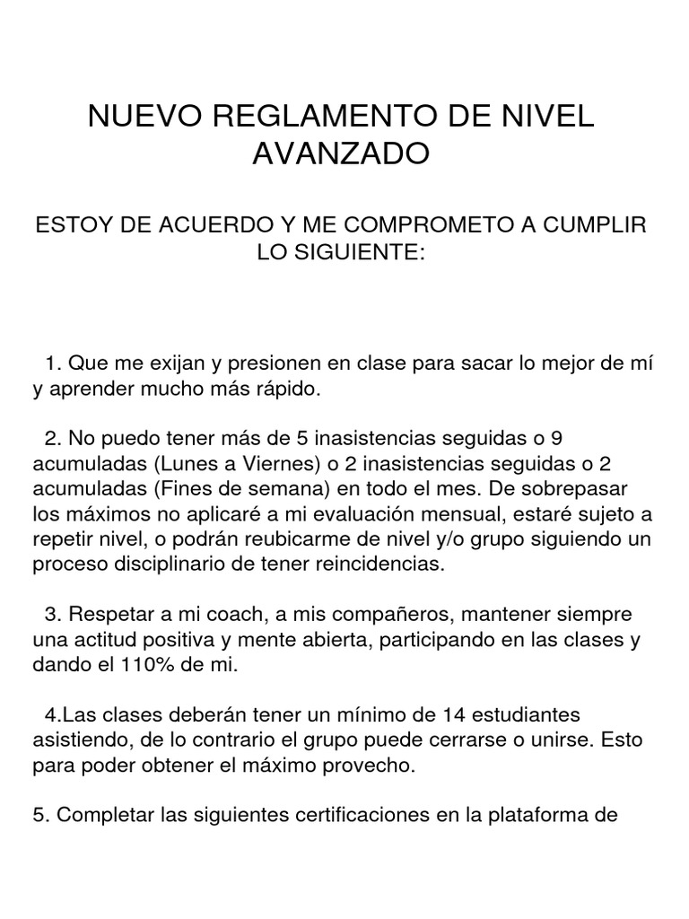 Reglamento de Nivel Avanzado E4CC | PDF