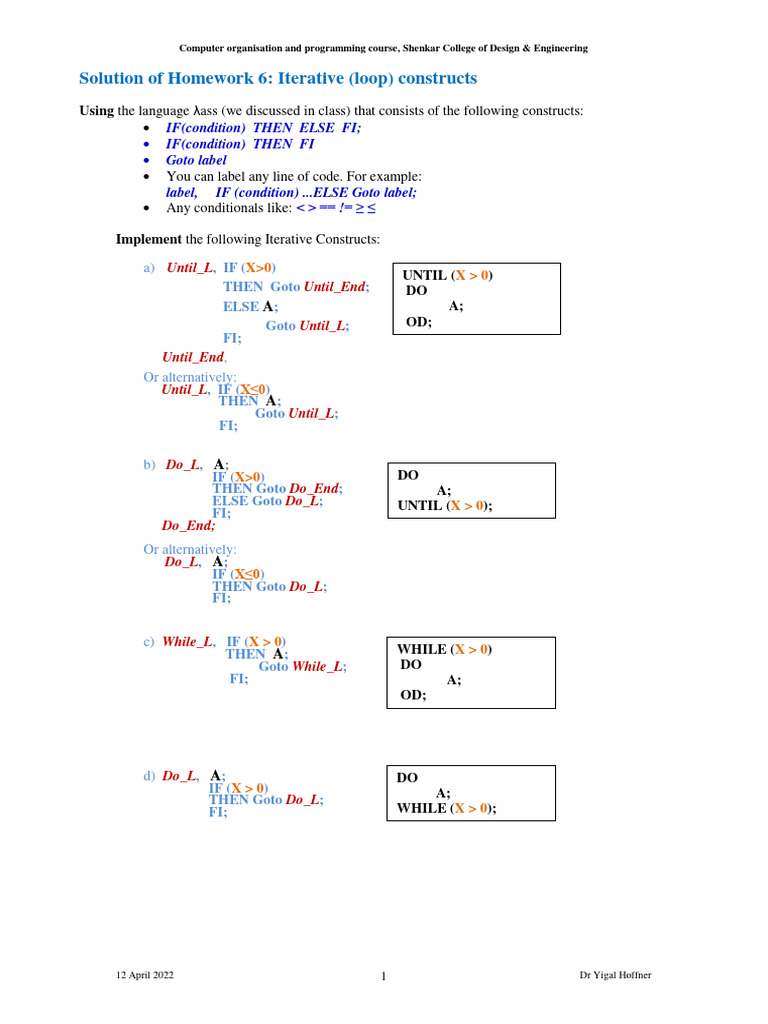Homework 6: Iterative Constructs in λass | PDF | Integer (Computer ...