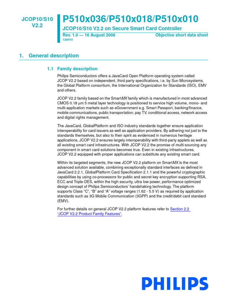 JCOP10 | PDF | Smart Card | Read Only Memory