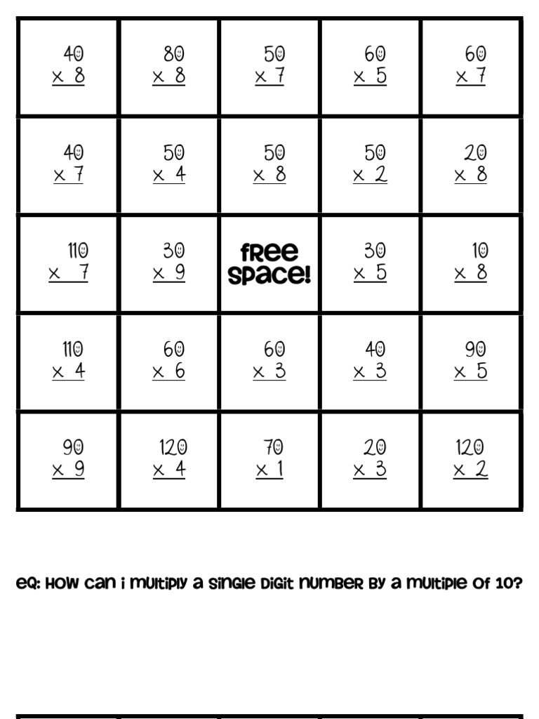 Multiples of 10 Bingo | PDF | Teaching Methods & Materials | Art