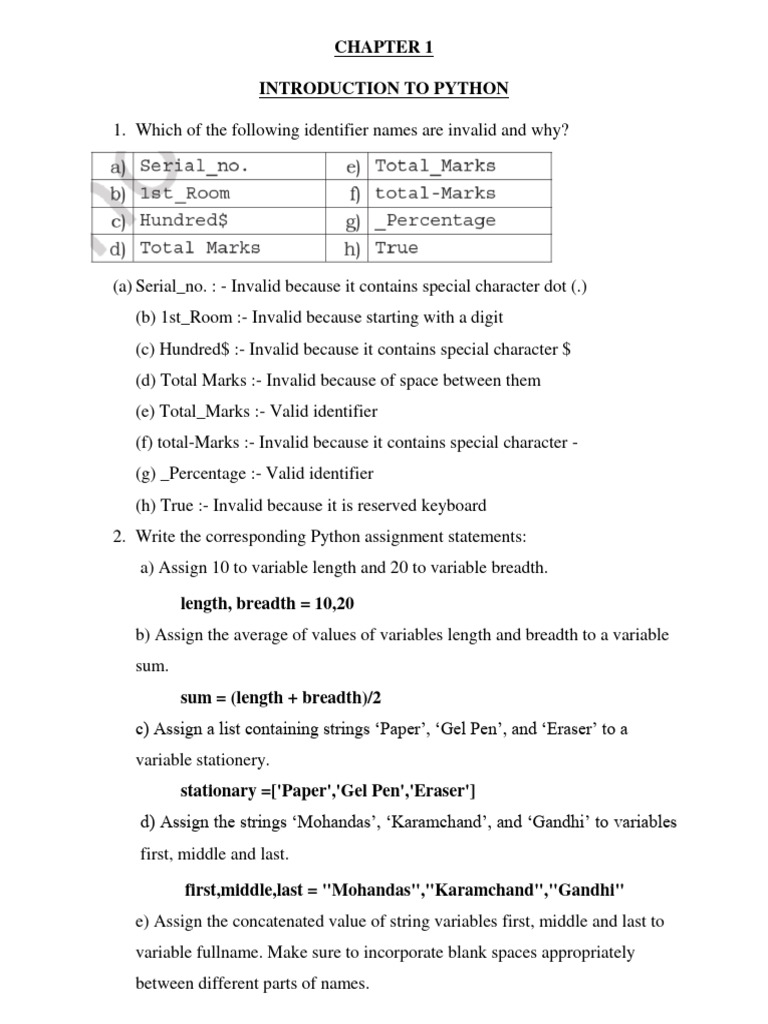 CHAPTER2-Intro to Python(Text Exercise) | Download Free PDF | Integer ...