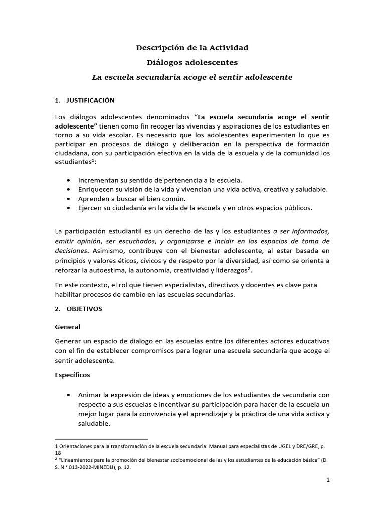 Guía Descripción de La Actividad | PDF | Escuelas | Educación Secundaria