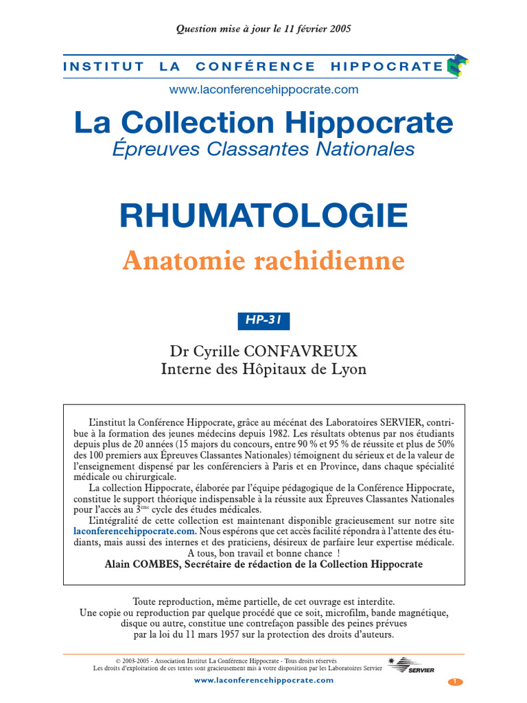 Anatomie du canal rachidien lombaire | PDF | Colonne vertébrale | Vertèbre
