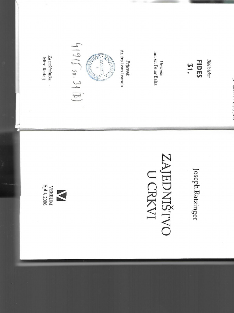 Joseph Ratzinger Zajedništvo U Crkvi 163 | PDF