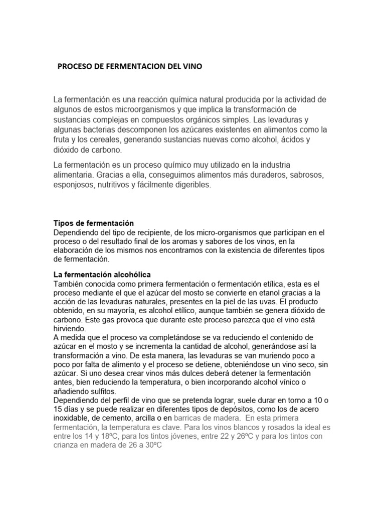 Proceso Fermentacion Vino Pdf Fermentación Vino