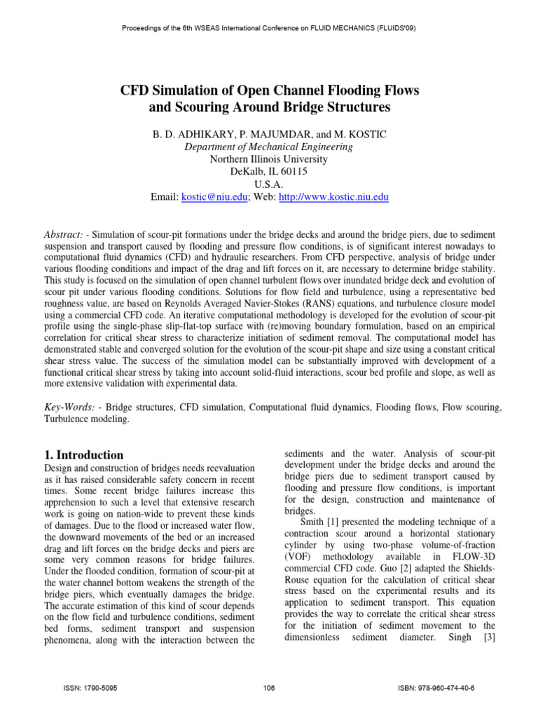 CFD Simulation of Open Channel Flooding Flows and Scouring, Adhikary Et ...