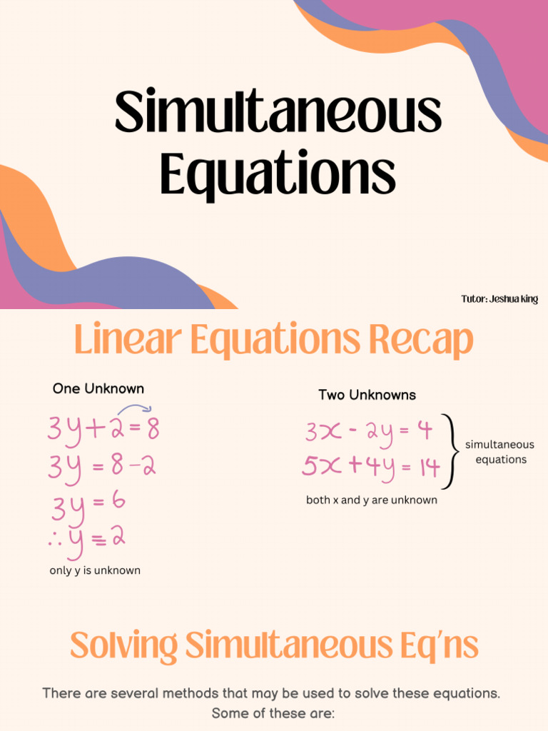 Simultaneous Equations | PDF