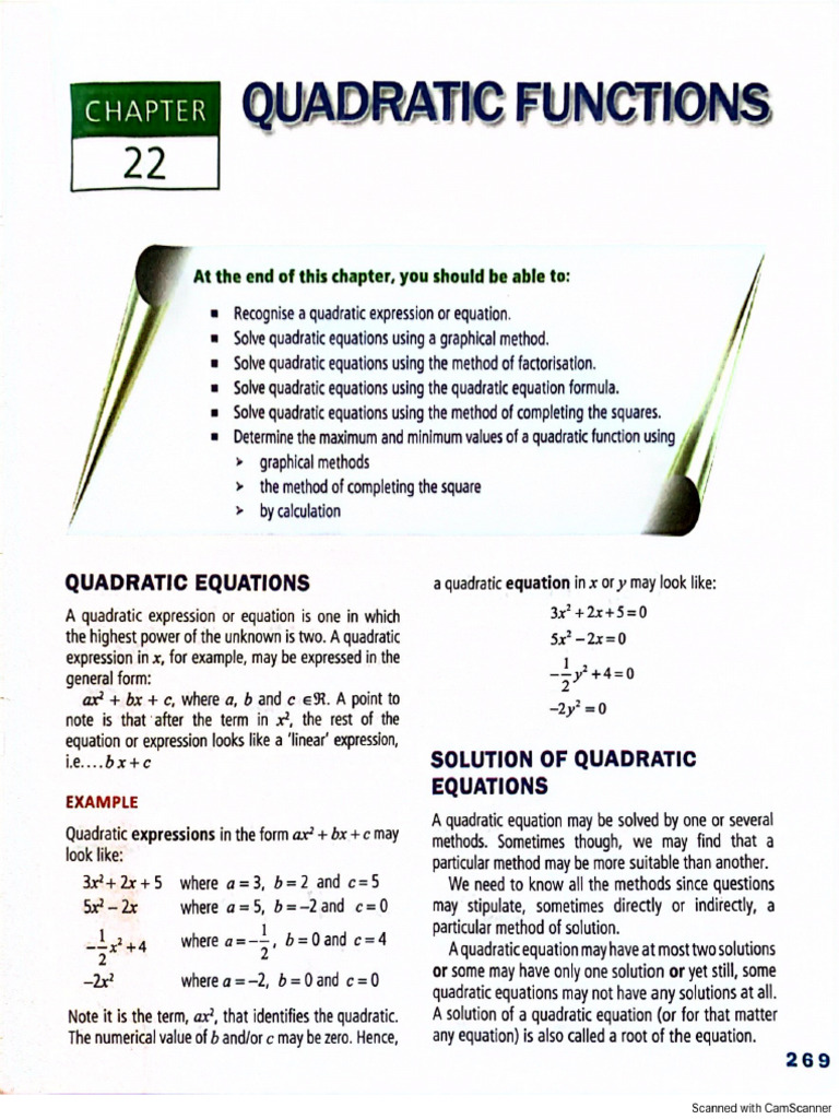 Quadratic Funcs Notes | PDF