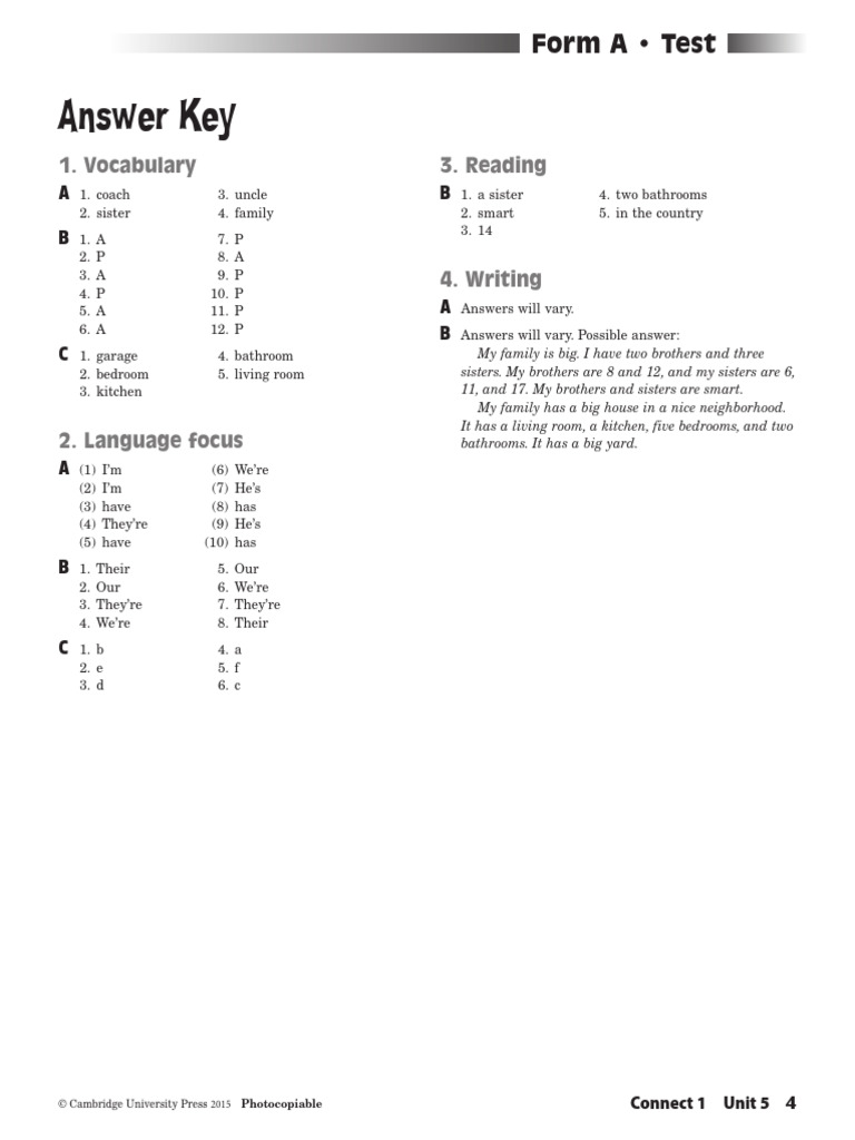Unit 5 Test Answer Key | PDF | Language Arts & Discipline | Foreign ...