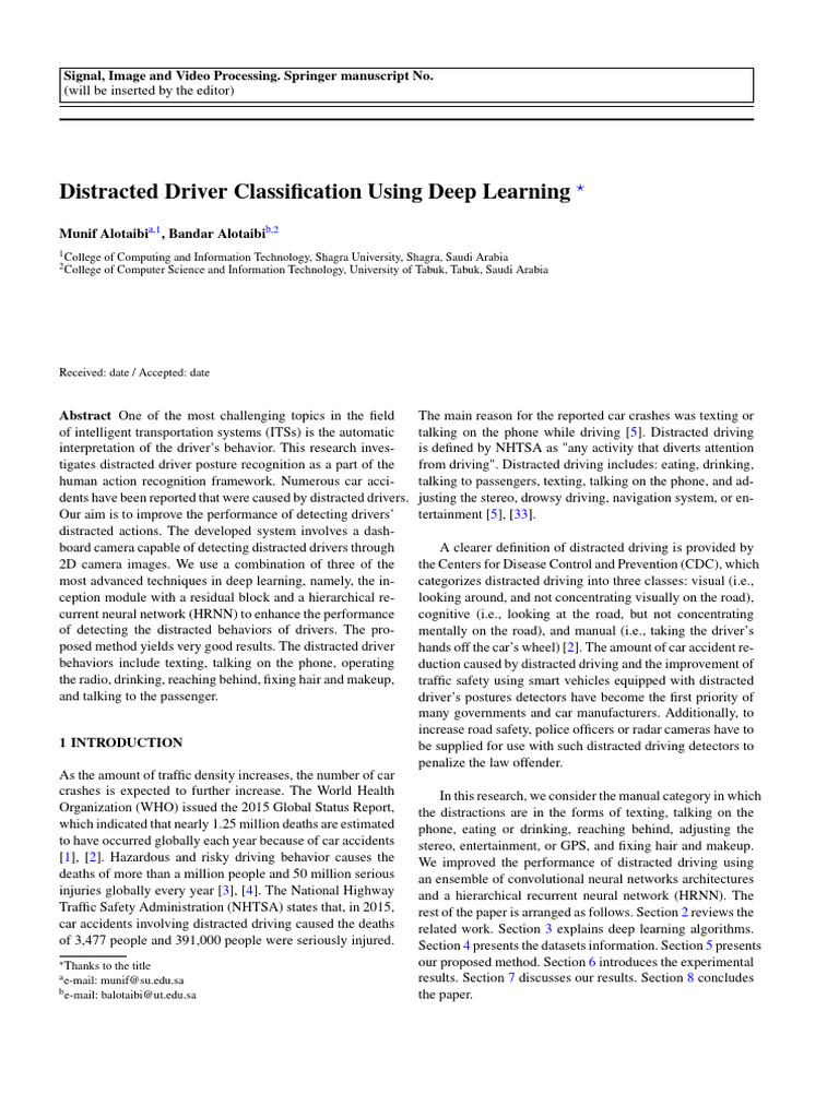 Distracted Driver Detection with Deep Learning | PDF | Deep Learning ...