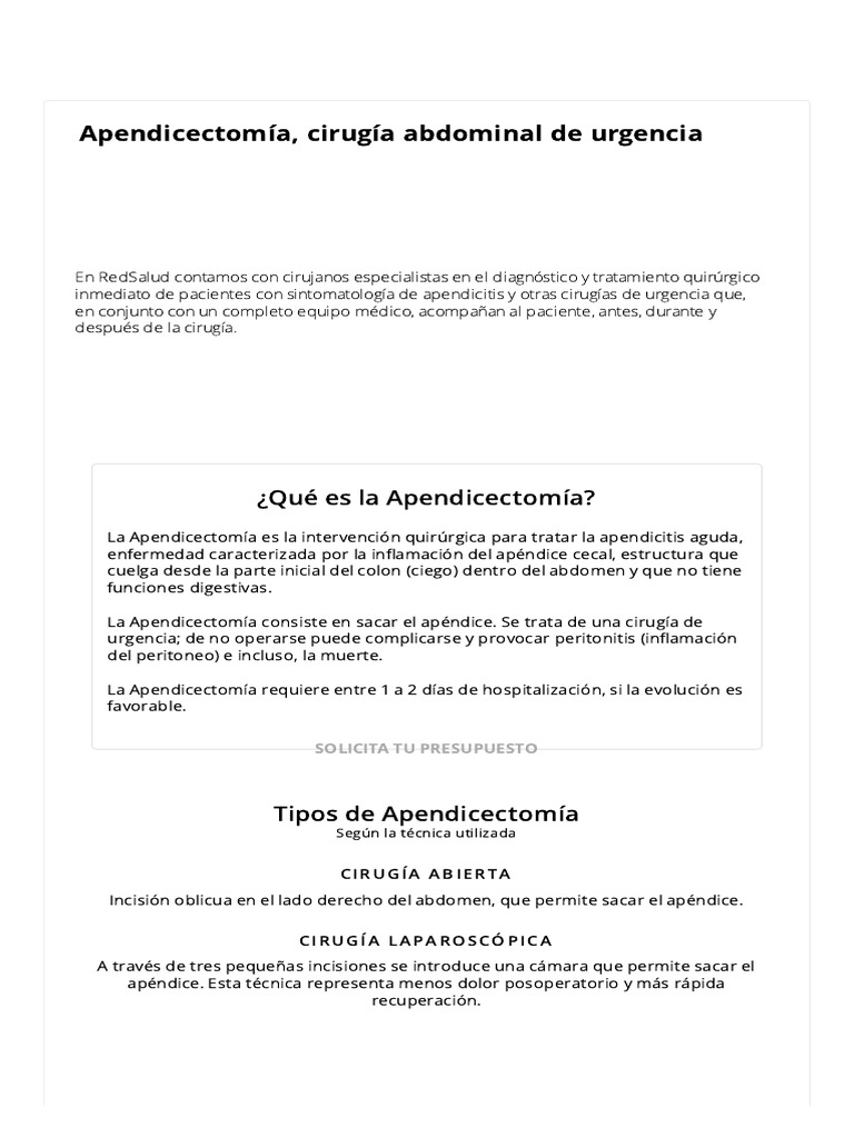 Apendicectomía | PDF | Especialidades Medicas | Medicina CLINICA