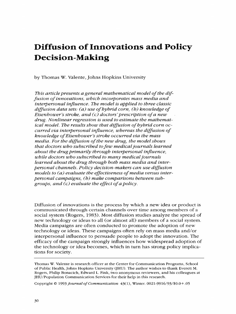 Diffusion of Innovations and Policy | PDF | Regression Analysis ...