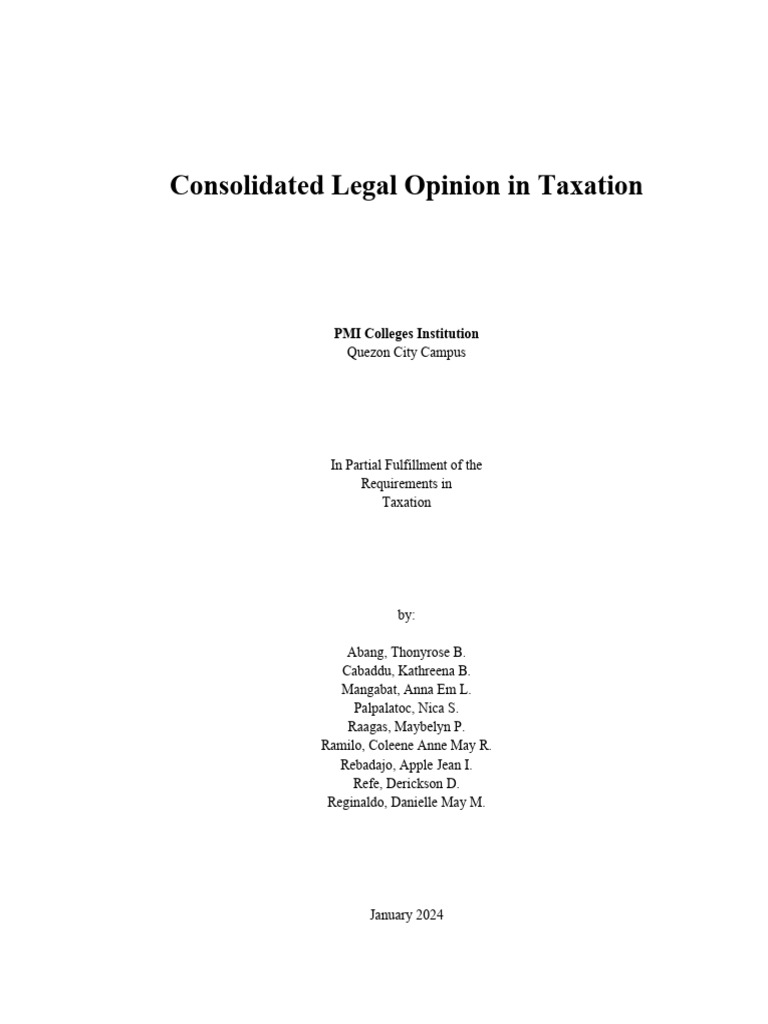 Consolidated Legal Opinions on Taxation | PDF | Taxes | Double Taxation