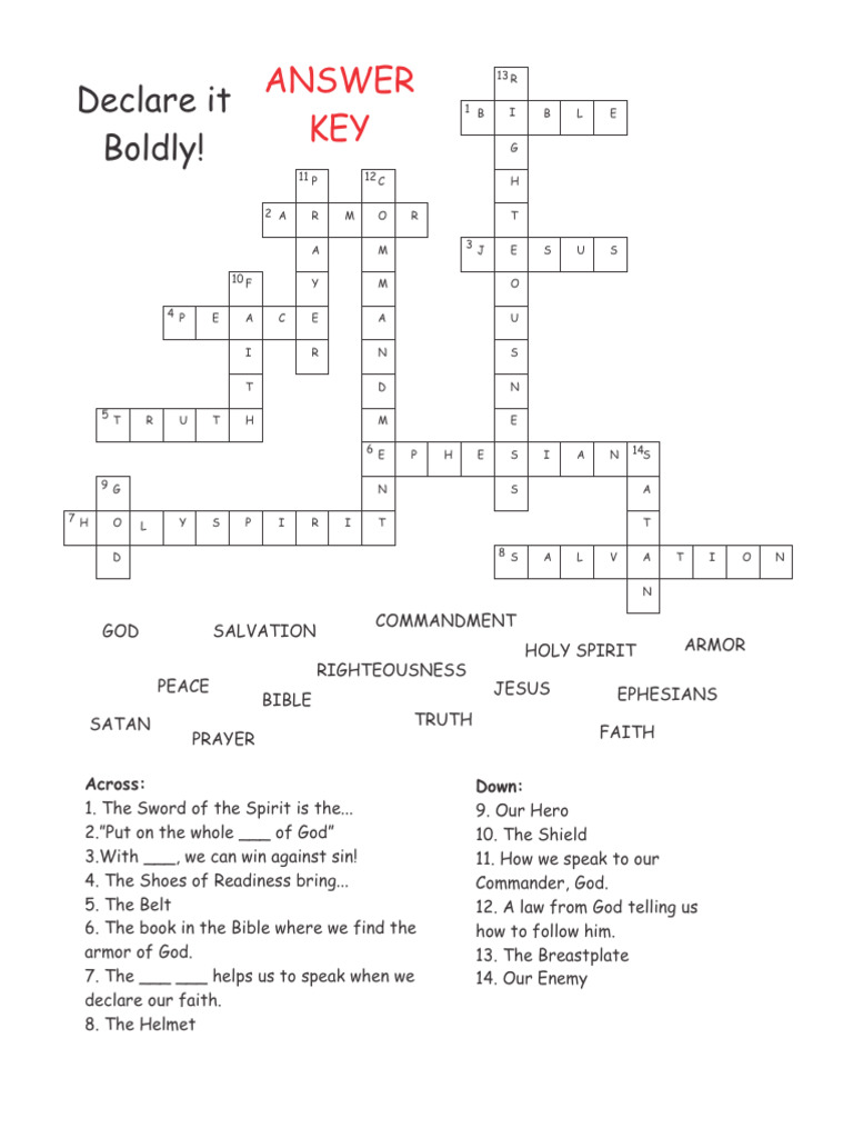 9 Declare Crossword Answer Key PDF Religious Belief And Doctrine