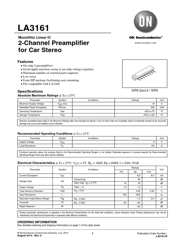 Circuito Integrato LA3161 Originale Sanyo – Sostitutivo NTE1659 / ECG1659, Nuovo In Confezione