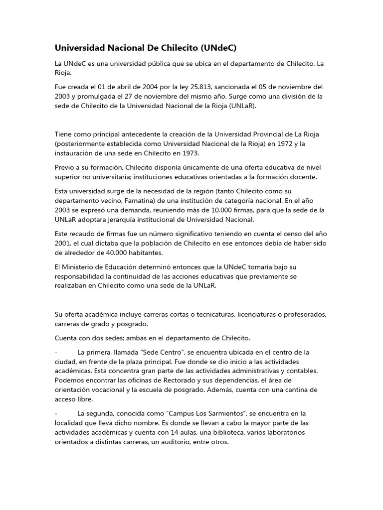 Universidad Nacional de Chilecito | PDF