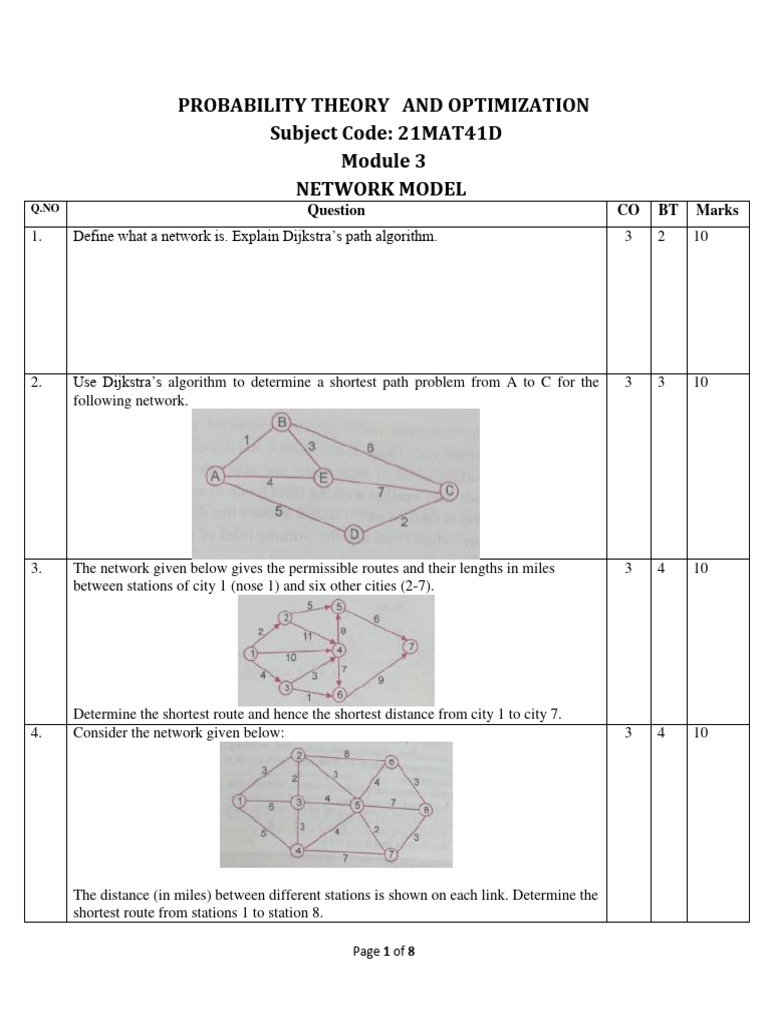 IV Sem Module 3 Network Model 20 QB 2024 | PDF | Algorithms | Applied ...