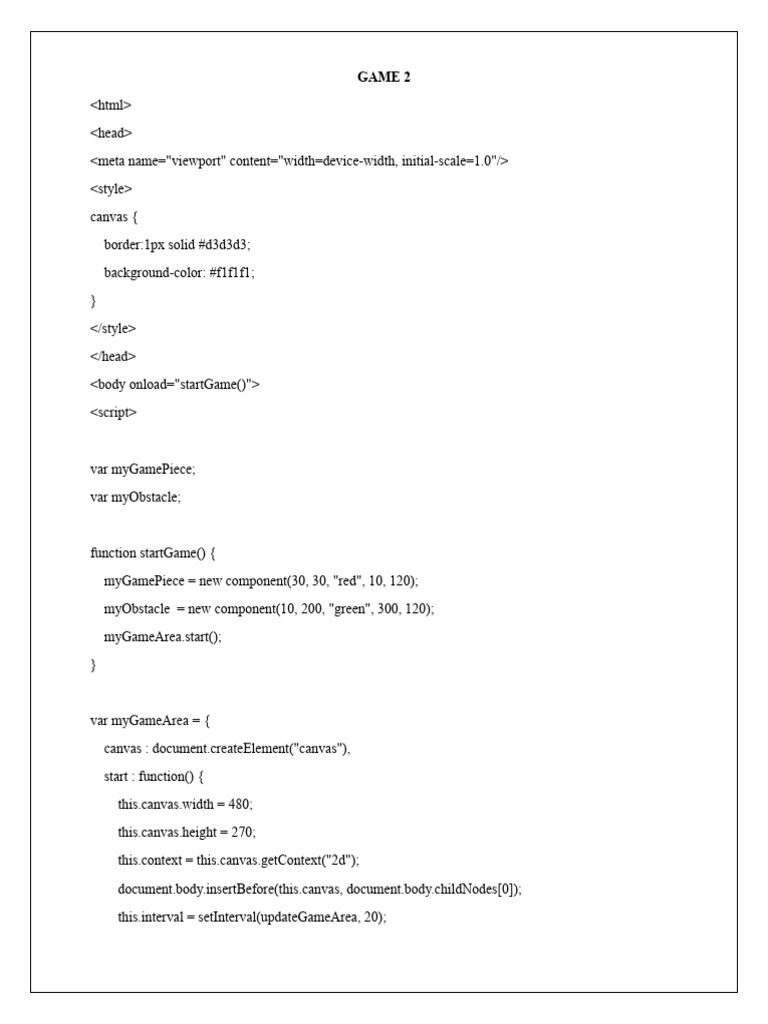 Simple JavaScript Game with Obstacles | PDF